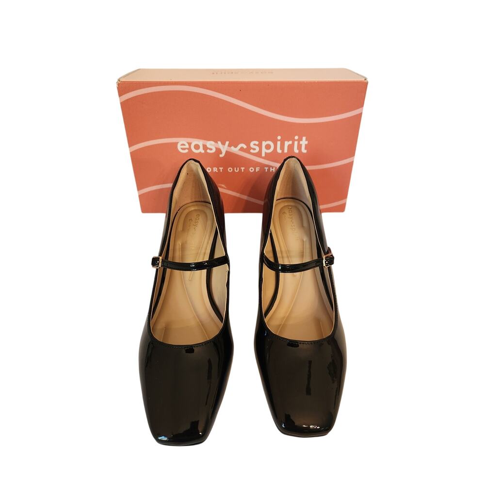 NIB Easy Spirit Marlay Mary Jane Pumps Patent Black 7.5M